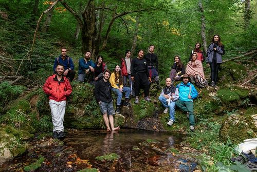 young folks in wild nature